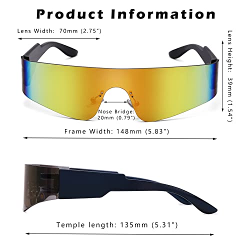 Image of COASION Wrap Around Sunglasses for Women Men Trendy Rimless Futuristic Shades Y2k Shield Flat Top Fashion Eyeglasses