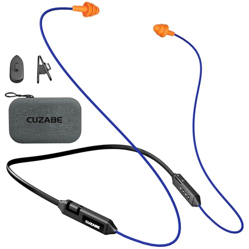 Cuzabe Bluetooth Earplug Headphones, 29dB Noise Reduction Earbuds for Work, Neckband Wireless Earplugs Earphones with 30 Hour Battery, IPX5 Sweatproof, OSHA Compliant for Industrial Safety