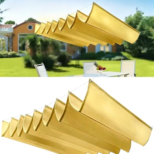 Pergola protégée du soleil avec cette bâche ombrage jaune
