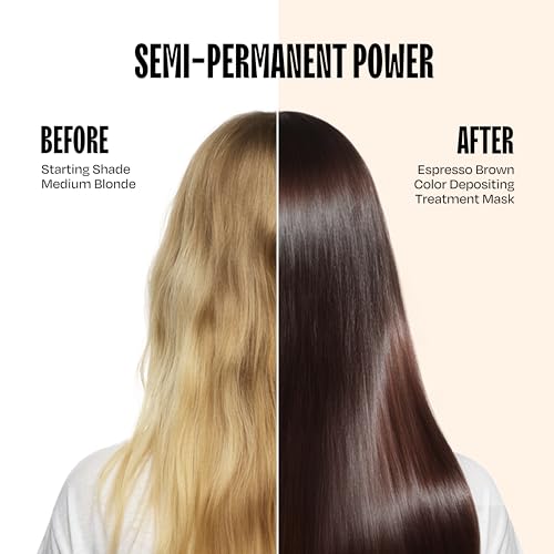 Image of Overtone Semi Permanent Hair Color Conditioner, Espresso Brown, 8 oz, Nourishing, Damage-Free, Color Depositing Mask for All Hair Types with Shea Butter & Coconut Oil, Vegan & Cruelty-Free