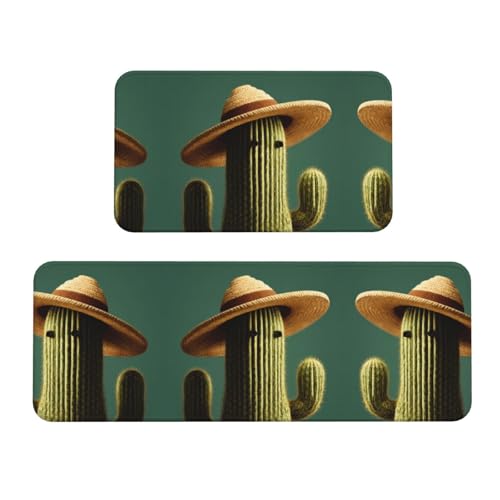 Juego de 2 alfombrillas de cocina con diseño de cactus para llenar de vida tu lavandería y entrada 2