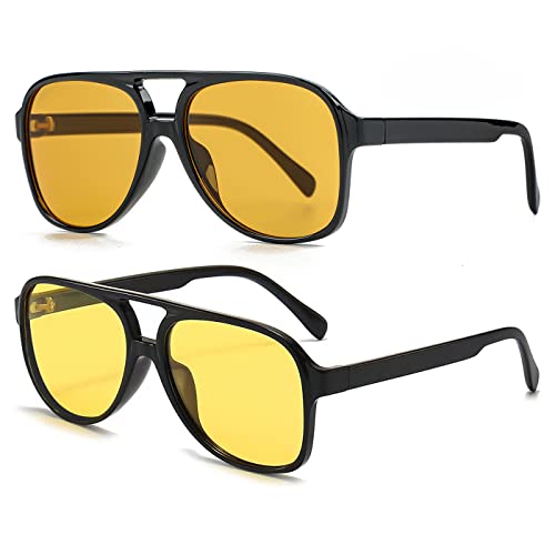 Image of Polarized Classic Vintage Aviator Sunglasses for Men Women Large Frame Retro 70s Sunglasses