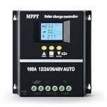 DEWIN MPPT Charge Controller, 100A MPPT Solar Charge Controller 12V 24V 36V 48V Solar Panel Battery Regulator for Lead Acid