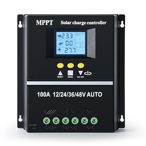 BuyWeek 100A Regulador de Carga Solar MPPT 12V 24V 36V 48V Controlador de Carga Solar con dual...