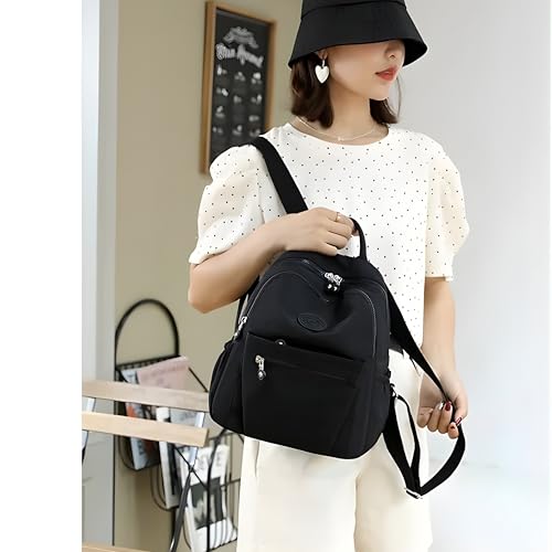 Image of TS WITH TECHSUN Stylish Women Mini Backpack | Lightweight Travel Small Nylon Bag with Multiple Pockets | Anti-Theft Zipper Pocket | Casual, Work, Office, Picnic Backpack for Girls