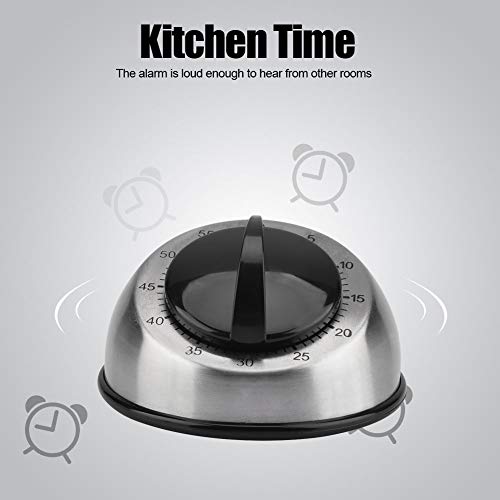 Wallfire 60 Minutes Stainless Steel Kitchen Timer Mechanical Wind- Up Timer Time Reminder Cooking Ring Clock Countdown Timer Quiet Counting Loud Alarm Sound For Adults Kitchen Cooking #TOP1