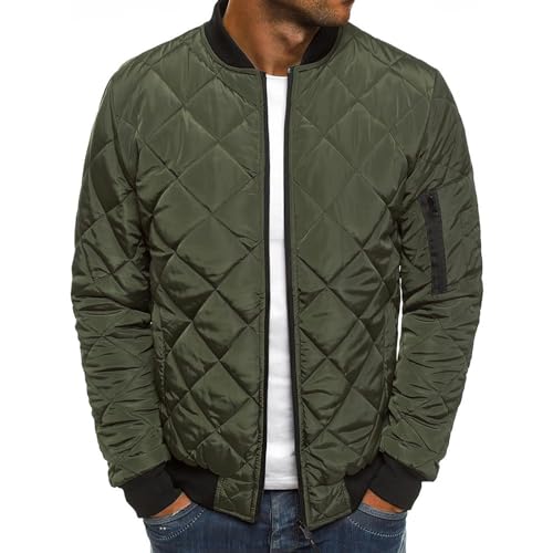 Image of Quilted Bomber Jacket Mens Bomber Jackets Diamond Winter Fall Coats