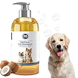 PETCLEAR Hundeshampoo mit Kokosöl 500 ml | pH-neutral Hypoallergen Rückfettendes Shampoo für Hunde und Katzen | für glänzendes Fell & Bessere Kämmbarkeit | Leicht Auszuspülen | 1 Flaschen