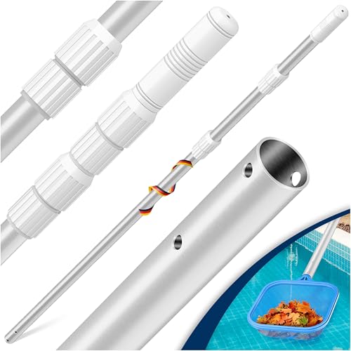 KESSER® Recogehojas para Piscina de Aluminio | Varilla para Limpieza de Piscinas de 3 Piezas | Ajustable de 1,20m a 3,60m | Resistente a la Intemperie y Estable