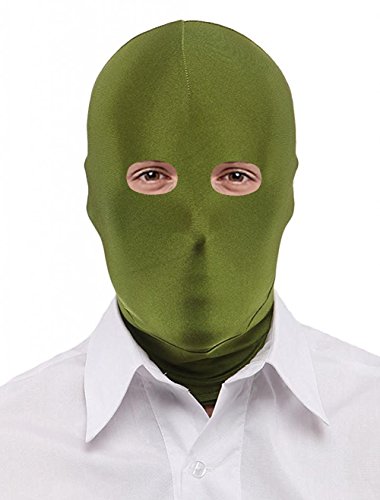 Seeksmile Unisex Spandex Zentai Hood Mask for Halloween Cosplay Costume Hood Open Face Faceless Mask(Adult Size, Olive Open-Eyes)