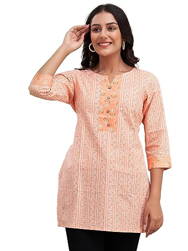 Image of feranoid Women Cotton Printed Short Kurti | Short Kurti for Women | Printed Cotton Kurti