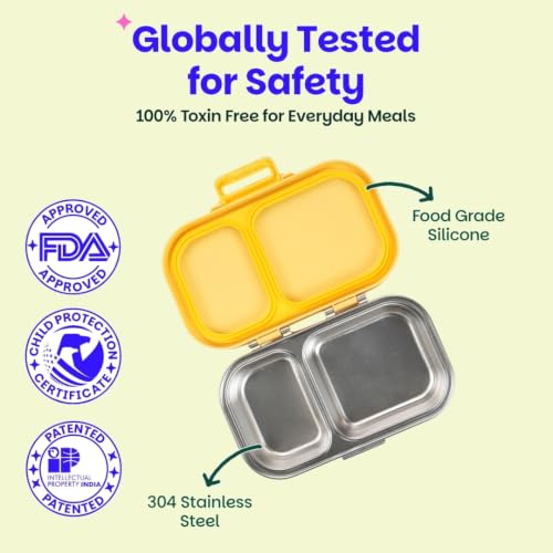 Image of Basil Bento Ace 2C Steel Lunch Box - Kitty Party