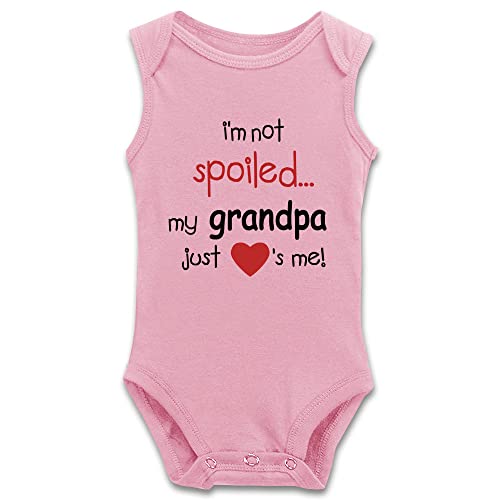 DOQOSESHY I'm Not Spoiled My Grandpa Just Loves Me Baby Bodysuit Short Sleeve/Sleeveless/Long Sleeve Rompers, 3 Months