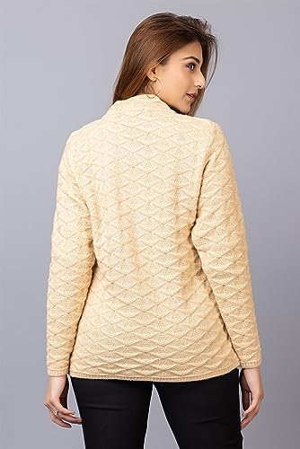 Image of Women Woolen V Neck Casual Wear Stylish Cardigan Sweaters for Winter with Front Pockets
