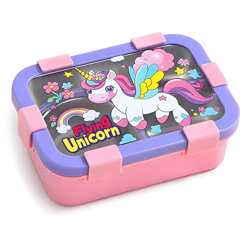 Image of Kids Tiffin Box Stainless Steel Lunch Box for School Boys & Girls | Leakproof Bento Lunch Box with 3 Compartments | Food Grade 304 Steel | Lunch Box for Kids School, Snacks & Office Use 650ML