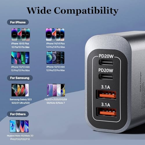 Chargeur USB-C 40W 4 Ports PD 3.0 - Charge Rapide, Adaptateur Secteur pour iPhone 16/15/14/13/12 et Samsung S25/S24/S23, Smartphones – Image 6