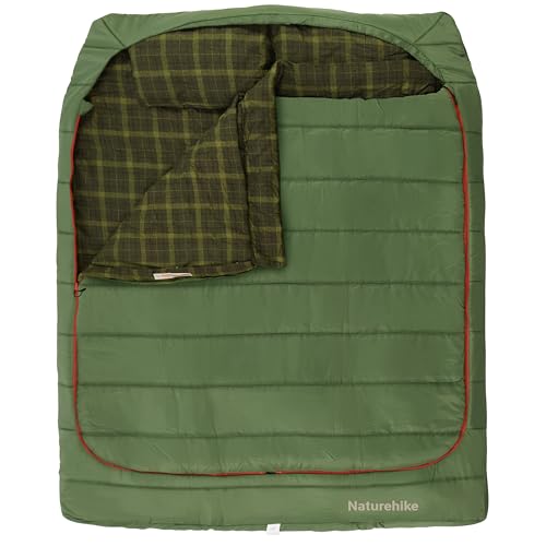 Naturehike 0 Degree and 40 Degree Flannel Two Person Sleeping Bag with Pillows for Adults, Couples & Family, Doublewide Double Sleeping Bag 2 Person for All Seasons Camping Hiking Backpacking
