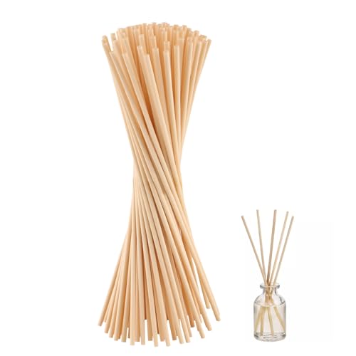 Admygo 100pcs Reed Diffuser Sticks, 7.8 Inch Rattan Wood Sticks, Diffuser Refills, Thick Room Diffuser Sticks for Essential Oil, Fibre Reeds for Diffusers, Replacements for Home, Office (Natural)