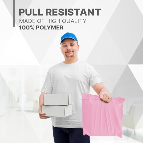 delka Versandtaschen, strapazierfähig, rosa, reißfest, für Kleidung, Dokumente, stark selbstklebend, wasserdicht und leicht (12 x 16, 25 Stück)