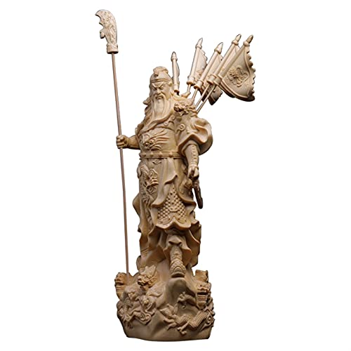 Statue de Guan Yu en bois sculpté main pour une décoration Feng Shui raffinée
