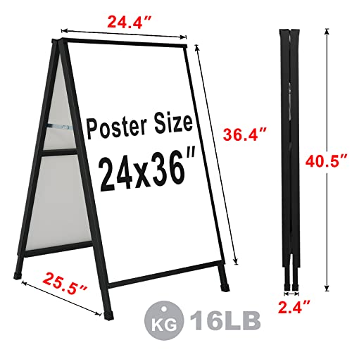 Zegneer Sidewalk Sign Board Curb Sign 24X36 Inch Slide In Double Sided Display Foldable And Portable Comes With Carry Handle And 2 Portable Double-Sided Plastic Boards #TOP5