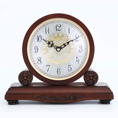 Horloge de manteau rétro en bois massif véritable style vintage de table
