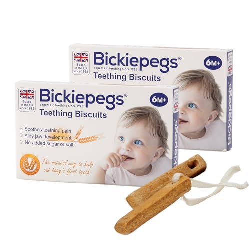 Bickiepegs - Bickiepegs Teething Biscuits 6-36 Months, 9 Biscuits, Natural Teething Remedies for Teething Relief, Dairy-Free Teething Rusks for Babies and Toddlers (2 Pack)