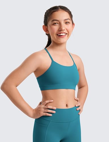 Image of CRZ YOGA Girls Butterluxe Y Back Sports Bra | Light Support, Removable Pads, Yoga, Athletic, Extremely Soft, Scoop Neck, Spaghetti Straps, for Teen