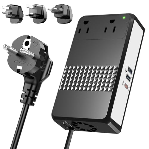 Image of 600W 220V to 110V Converter Power Any U.S. Appliance in 220-250V Countries | Pure Sine Wave Converter with 48W GaN USB Charger Voltage Converter US to Europe International Travel for Straightener, Irons