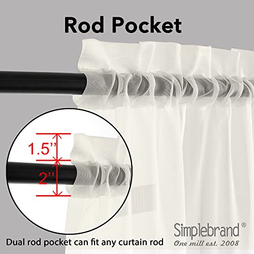 Image of Simplebrand Sheer Curtains 72 Inches Long 2 Panels for Living Room, Dual Rod Pockets Airy Window Treatments Voile Curtains Sheer Panels Lightweight for Front Back Patio Glass Door, Ivory, 42 inch Width