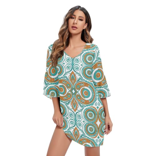 Robe trapèze fluide en mousseline de soie à motif bohème pour vos soirées d'été