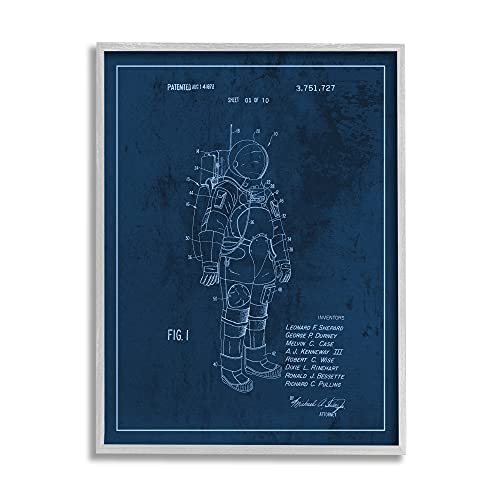 Image of 'Traditional Space Suit Patent Outer Space'| Framed Giclee Art | Stupell Industries | Gray, 24 x 30 Inches, Easy to Hang and Sturdy, Made in USA, by Lil' Rue