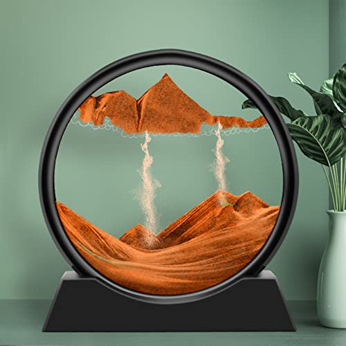 DHXYZZB Moving Sand Art Picture - 3D Dynamic Sands Art Round Glass Deep Sea Sandscape (with Syringes) Natural Sand Painting Artistic Sandscape for Office Desktop Home Decor
