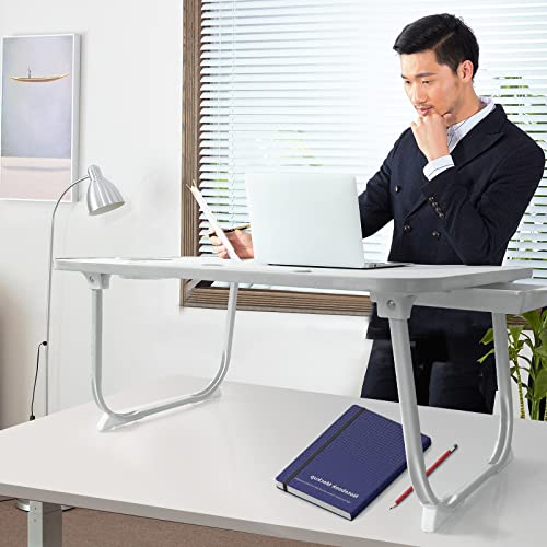 Desk Bed Table Folding Lap Table For Bed Desk With Cup Holder Study Table For Bed Tables For Eating And Laptops Perfect For Home Office Bedroom,White #TOP3