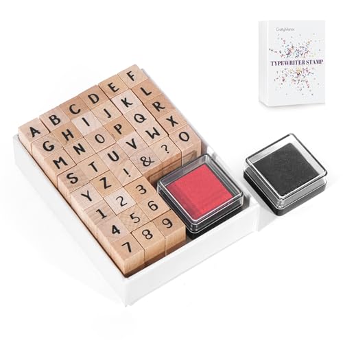 CraftyManor 39 PCS Small Letter Stamps and Ink Pad for Crafting Clay Alphabet Wooden Rubber Stamp Kit DIY Craft Scrapbook Supplies for Card Making (Small-41PCS)