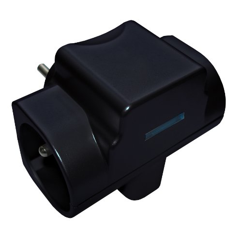 Inotech - Ladrón de 2 enchufes con protector de sobretensión, color negro