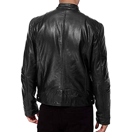 Ymosrh Men's Leather Jackets Stand Collar Jacket Motorcycle Pu Faux Jacket Winter Outwear Coat Jacket, S-4XL4