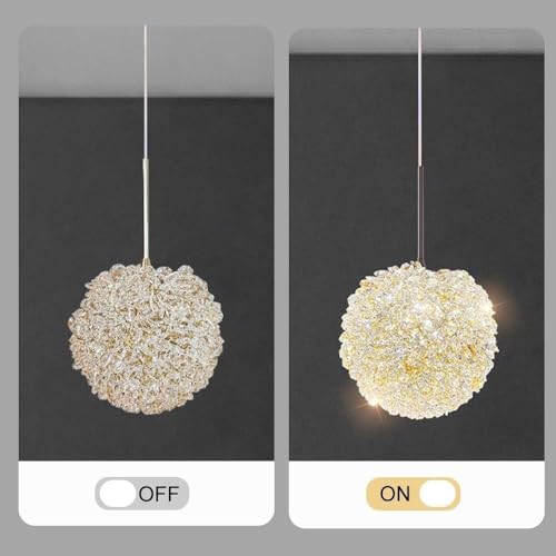 Lámpara colgante de cristal y aluminio dorado con cable ajustable y bombilla LED para isla 8