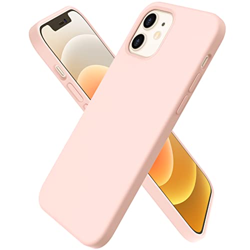 ORNARTO Coque Compatible avec iPhone 12 Mini Case 5,4 en Silicone, Case Fine en Caoutchouc Liquid Silicone Cover Protection Bumper Anti-Choc Housse Étui 5,4 Pouces Rose