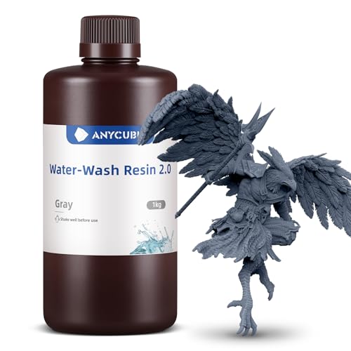 ANYCUBIC 3D Printer Resin, Water Washable Resin, No Extra Alcohol Needed and Easy to Clean, Fast Curing, Low Odor, Wide Compatibility for All Lc Resin 3D Printers