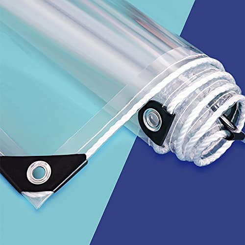 Bâche Transparente avec œillets - Étanche - en PVC - Protection Contre la Pluie - Protection Contre Le Vent - pour Camping, auvent, abri de Voiture, Tente