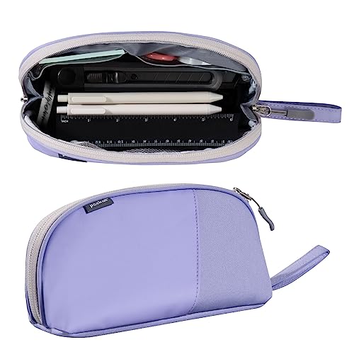 pack all Large Pencil Case with Zipper, Multi-Compartment Organizer Pouch for Pens & Makeup, Portable Stationery Bag for Office, School, Travel (Purple)