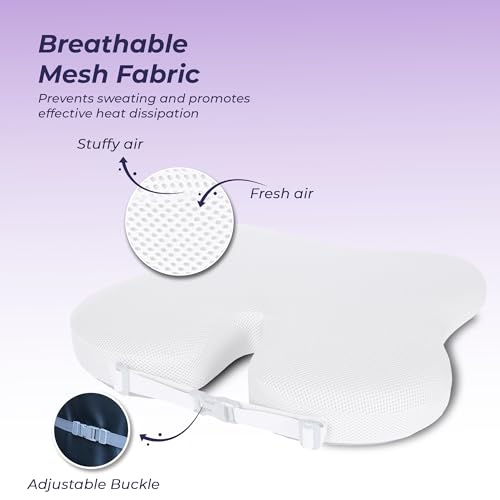 Image of Billebon Ultimate Car Wedge Seat Cushion | Premium Memory Foam Cushion with Coccyx Tailbone Cutout | Helps Relieve Hip| Tailbone & Lower Back Pain | Supports Weight Up to 100 kg - White (Pack of 1)