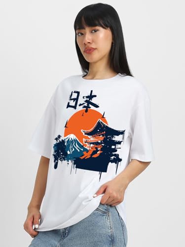 Image of JUNEBERRY Women's Cotton Graphic Print Oversized Fit T-Shirt