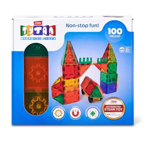 Tytan 100-Piece Magnetic Tiles with Wheeled Base & Carry Bag — view 5