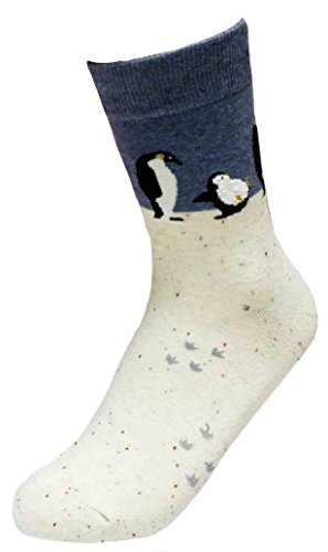 Jjmax Women's Ocean Friends Whales And Penguins Cotton Blend Cute Crew Socks , Penguins, One Size #TOP2