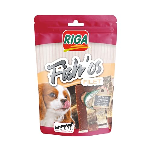RIGA - Fish'Os Filetto - Dolcetto cane - Filetto di pesce - Ricco di proteine - Basso contenuto di grassi - senza coloranti né additivi - Premi naturali ideali - 80 g