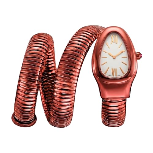 Image of Serpentine Snake Watch for Woman with Spiral Bracelet, Dial Watch for Woman with Quartz, Stylish Analog Waterproof Serpenti Watches Women