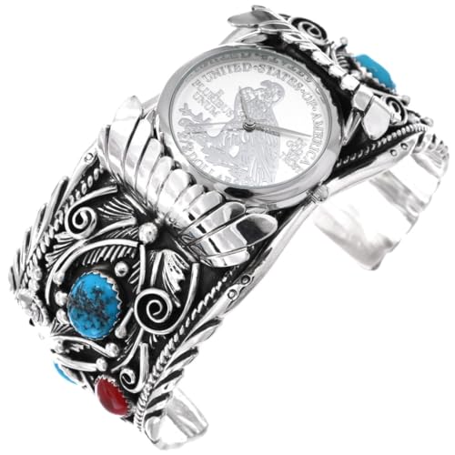 Alltribes Navajo Sleeping Beauty Turquoise Nugget Mediterranean Coral Sterling Mens