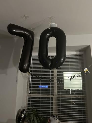 Image of 40 Inch Black Number 70 Balloons, 70th Birthday Party Decorations